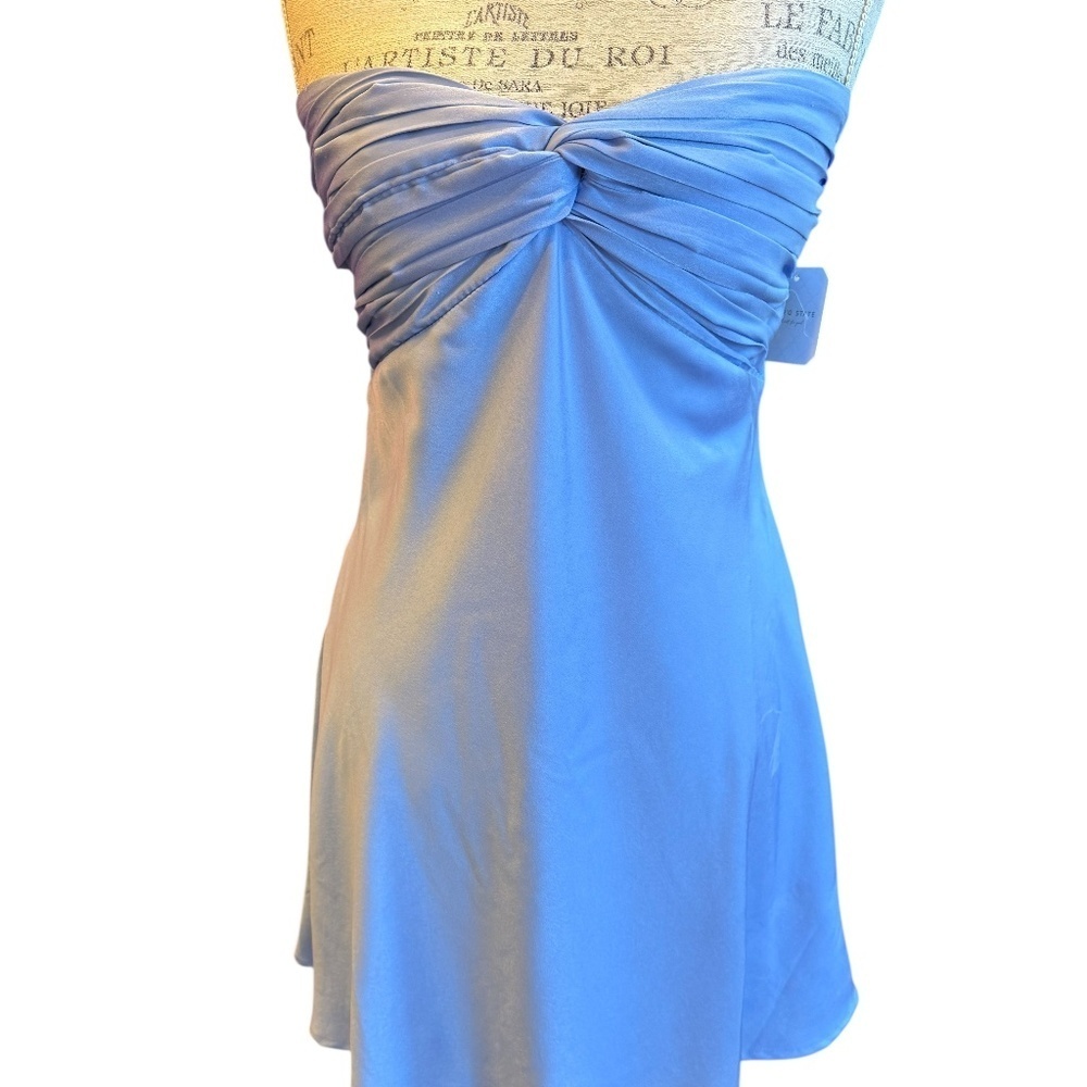 Altar'd State Women's Brinnley Satin Mini Dress Blue L NWT - Picture 2 of 6